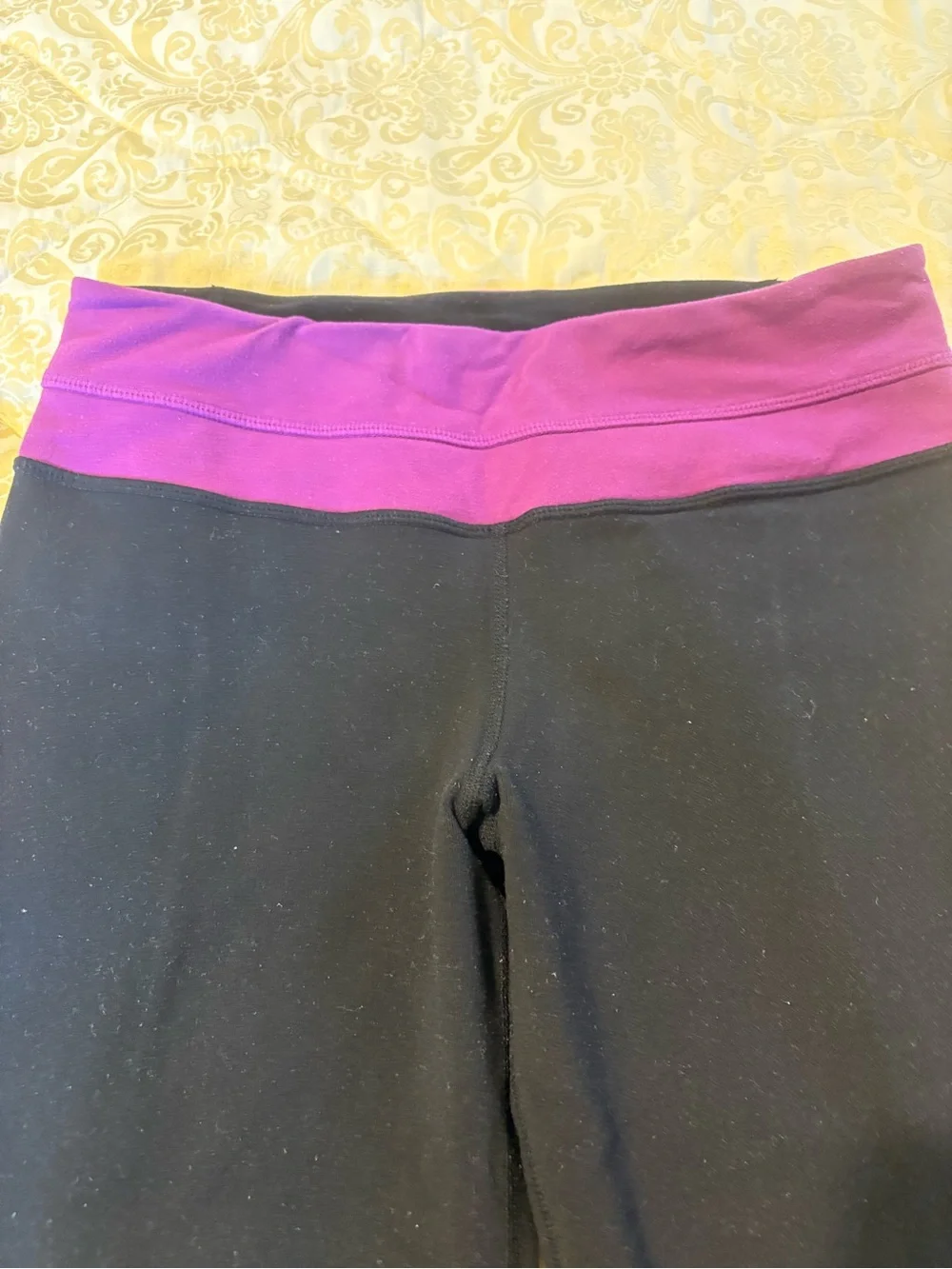 lululemon athletica Black Leggings with Purple Waistband